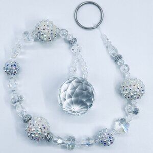 Beaded Suncatcher White & Clear Crystal Prism Hanging Patio Decor Yard Art Tree
